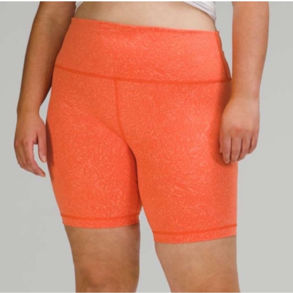 LULULEMON NWT WUNDER TRAIN HIGH RISE BIKE SHORT 8” CRUNCH WARM CORAL 0